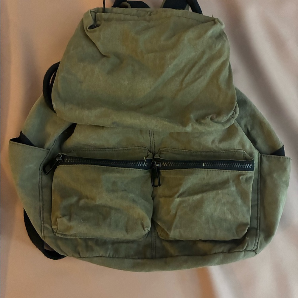 Men's Olive Green Backpack with Front Pockets